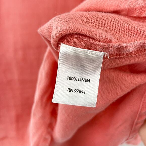 J. JIll Salmon Pink Linen Top size Small Lagenlook Boho Breezy Coastal - Picture 6 of 8